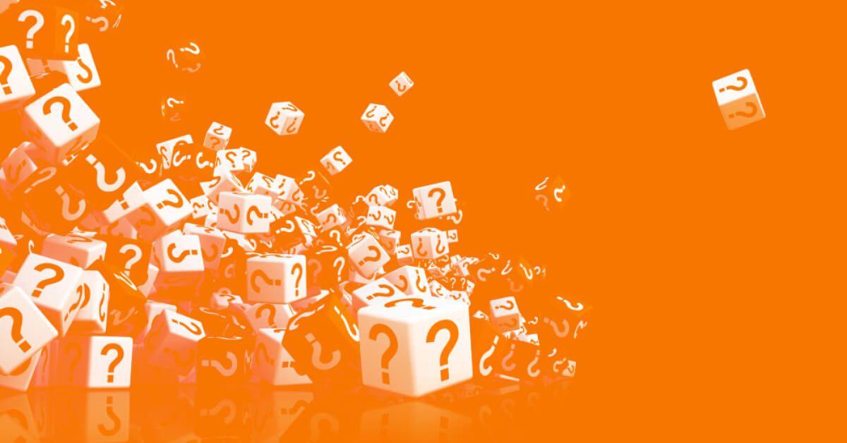 White dices with question marks on all sides