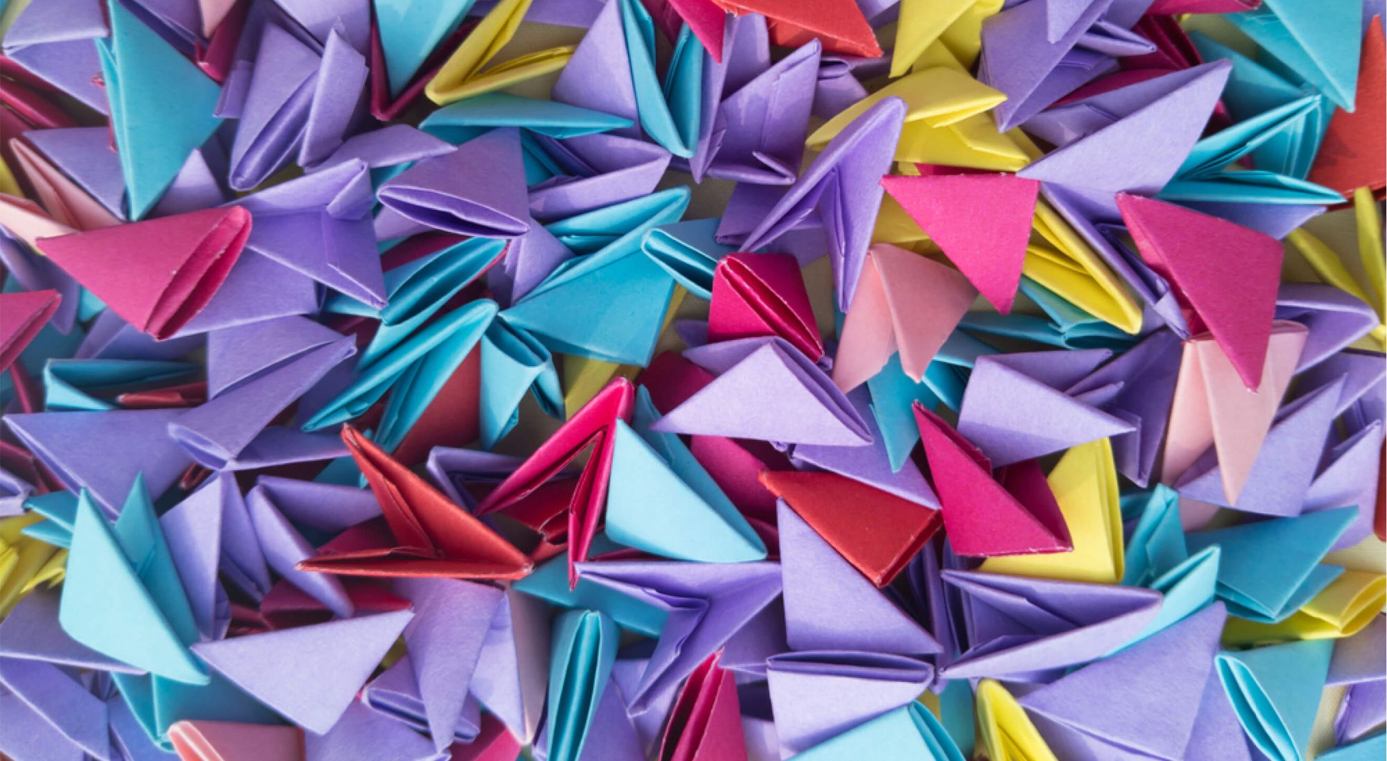 One style of origami made with various colours of paper