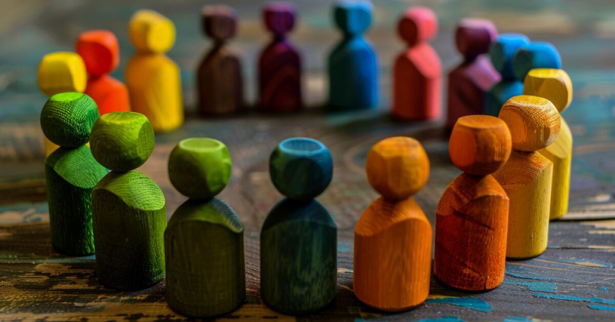 Multicoloured pawns around a circle