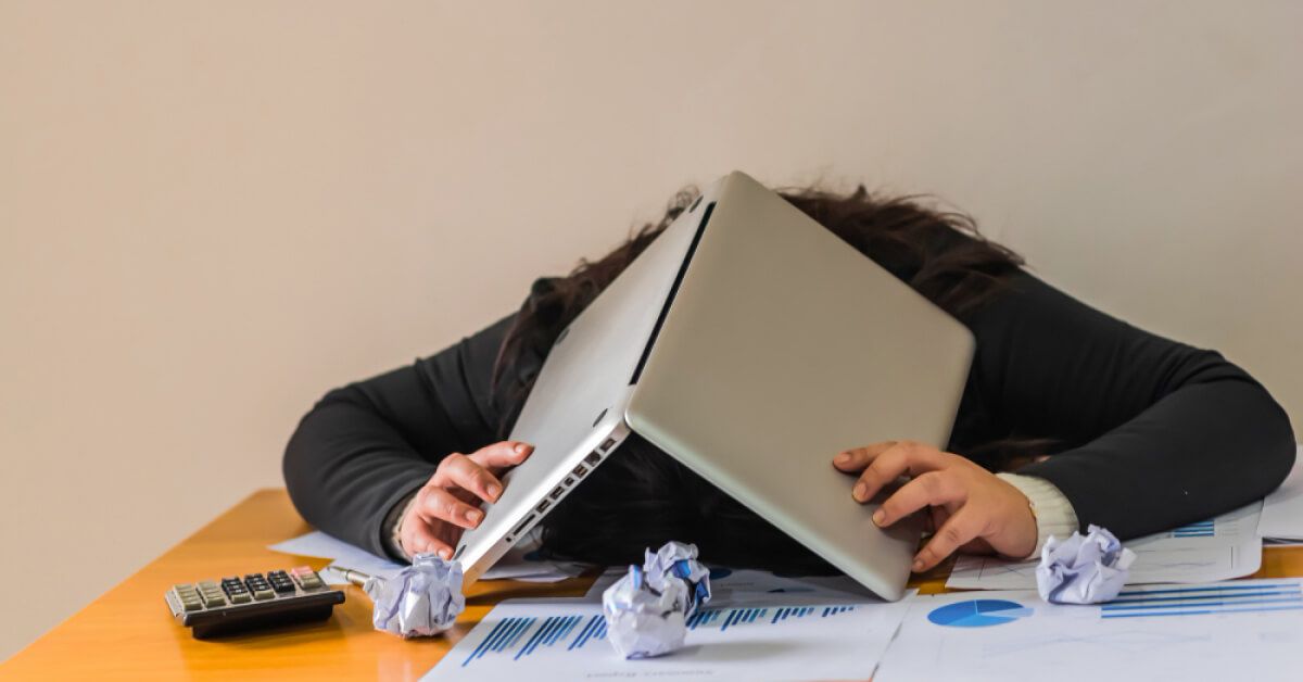 An employee feeling burnt out