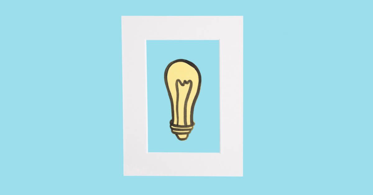 Drawing of a bulb inside a box cut chart 