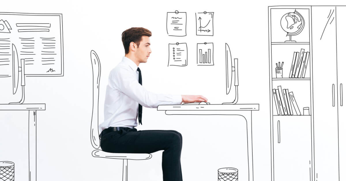 A man sitting straight