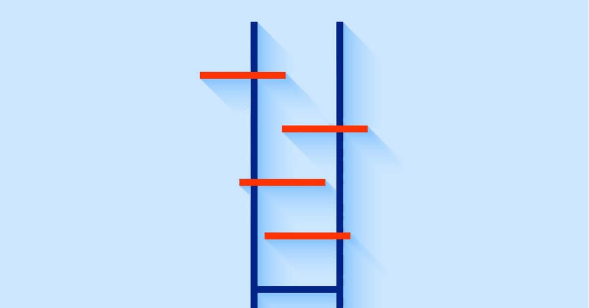 A ladder with broken grips