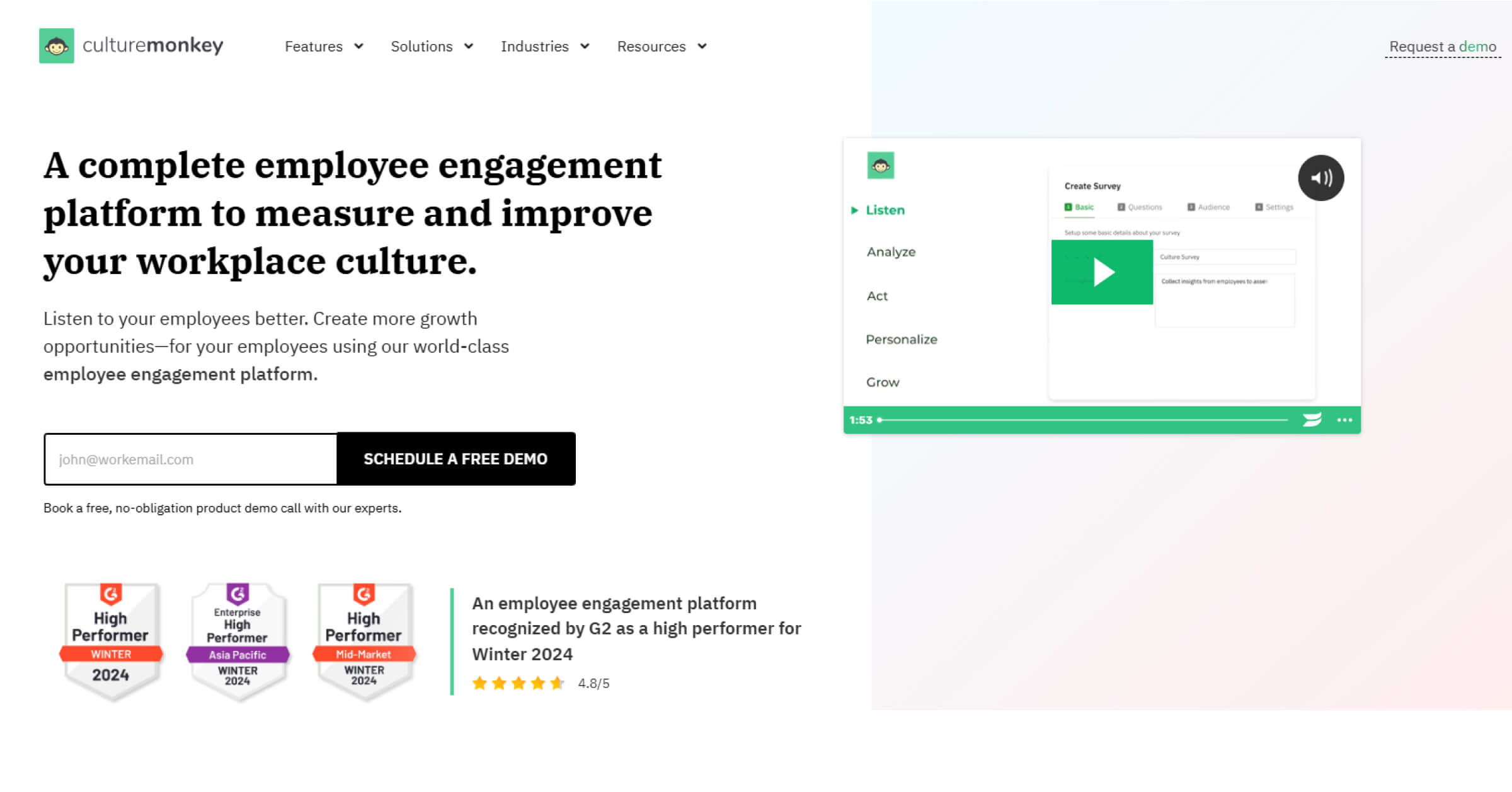 CultureMonkey - an enterprise grade employee engagement platform