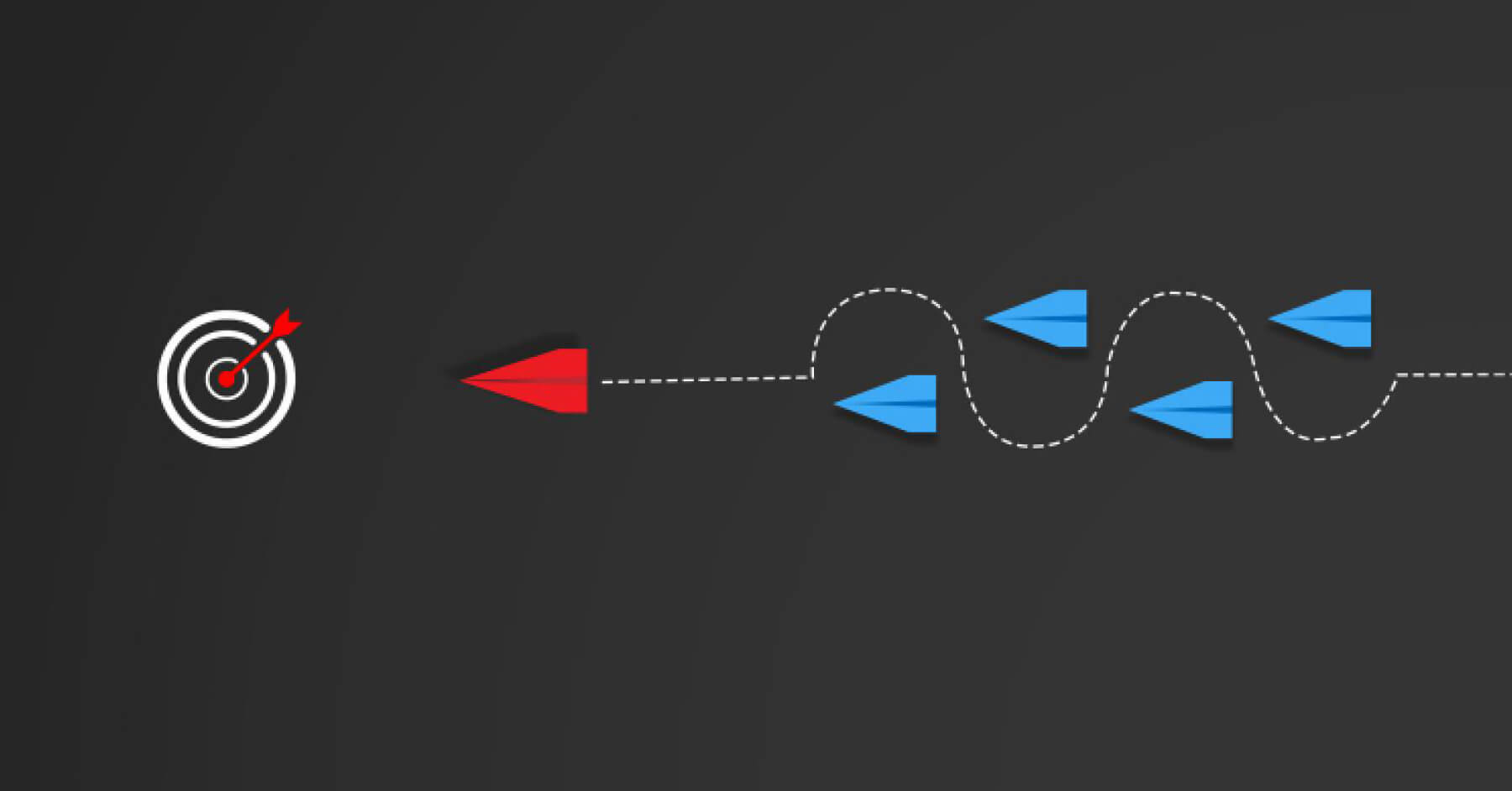 Paper jets moving towards an aim