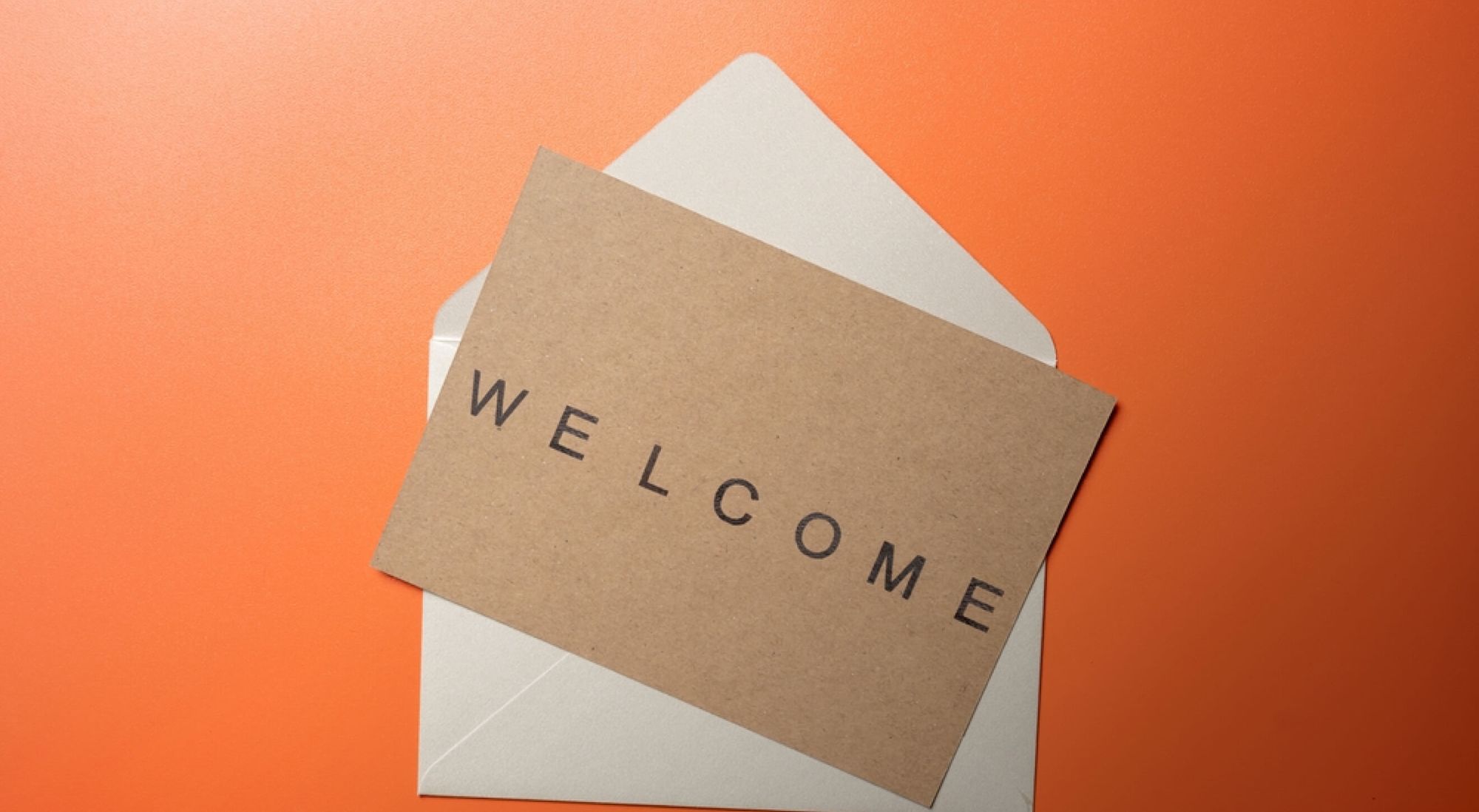 Greeting card that says "Welcome"