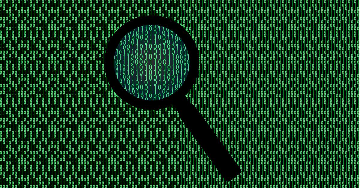 Magnifying glass zooming on codes