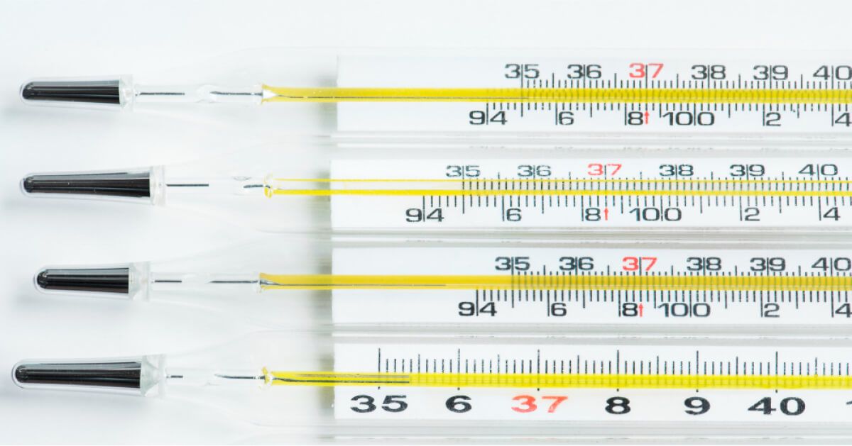 Four thermometers kept next to each other
