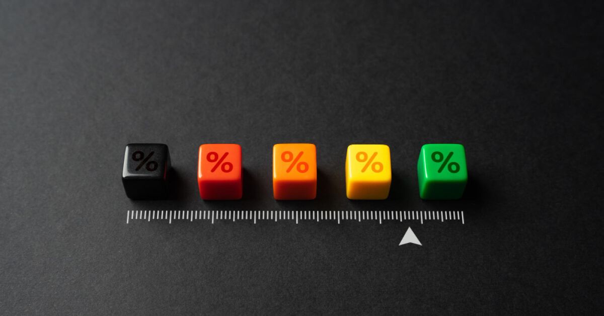 A rating scale with variably coloured blocks