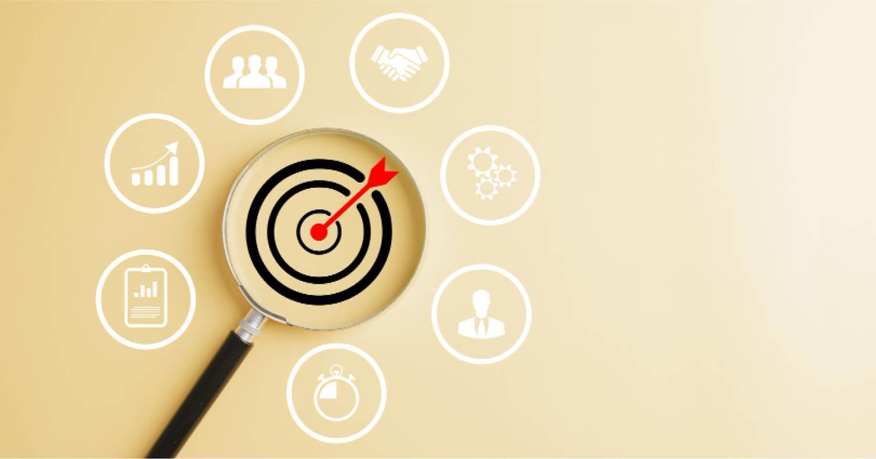 Magnifier glass over a target board graphic