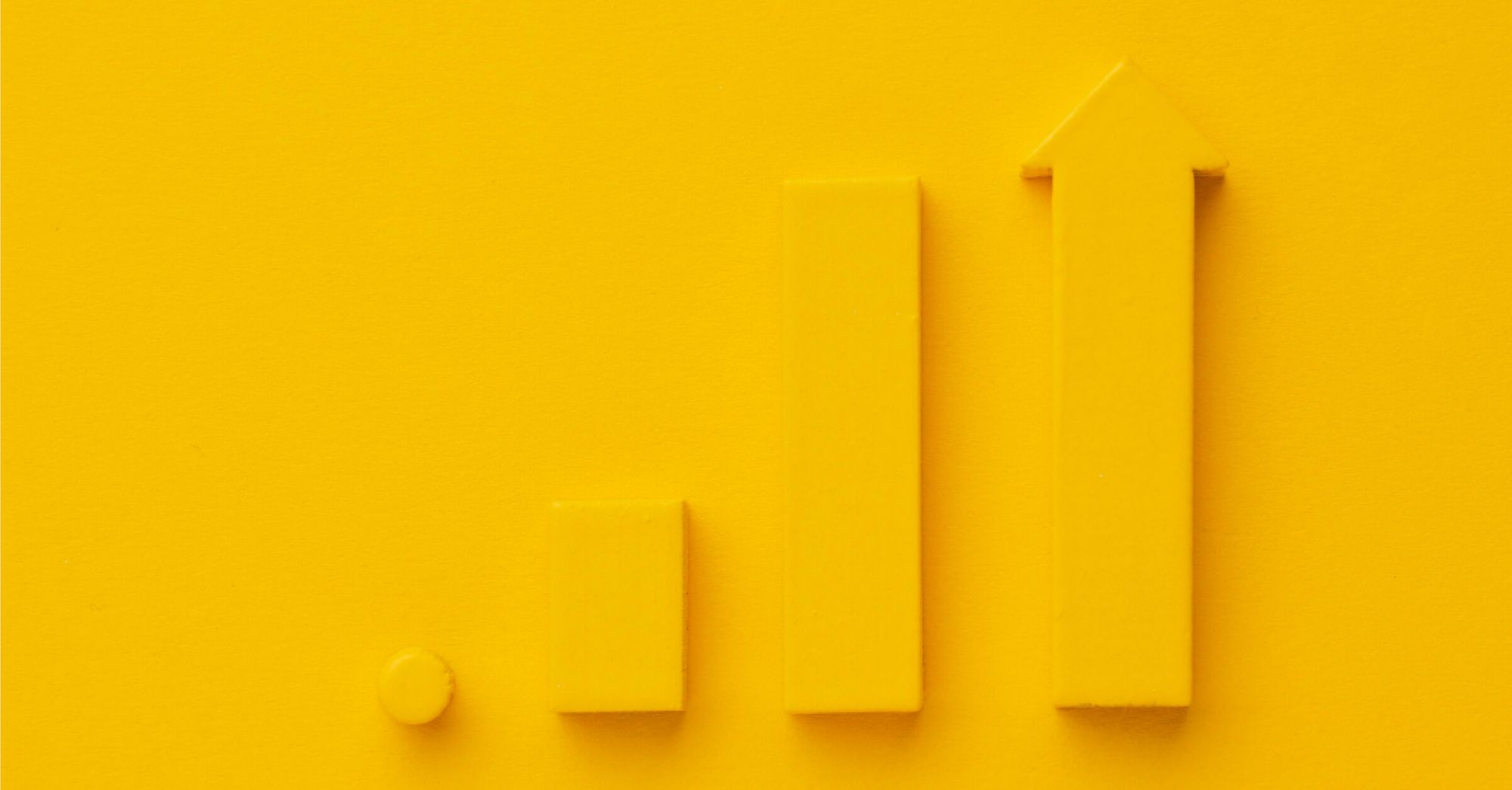 Yellow upward rising bar chart