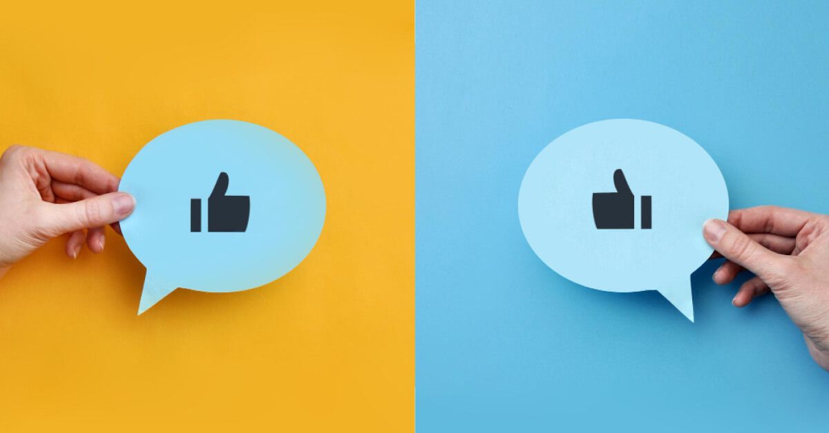 Message bubbles with thumbs up graphics