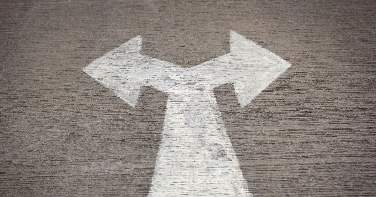 One path diverts into two