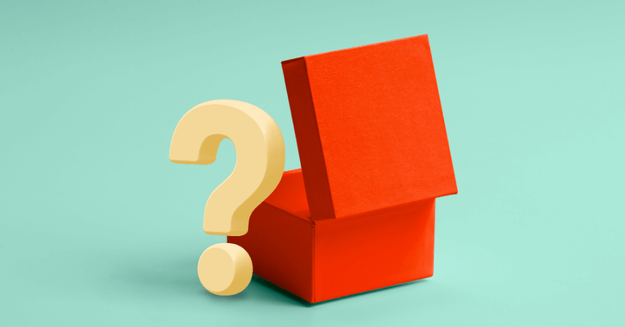 A box next to a question mark