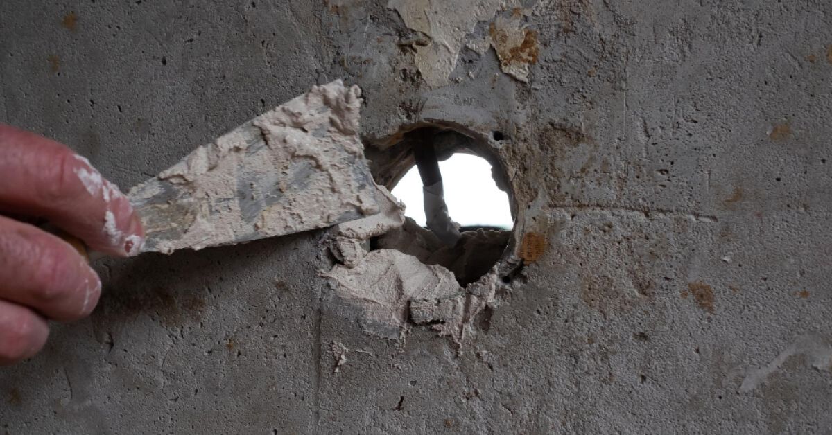 A hole being cemented