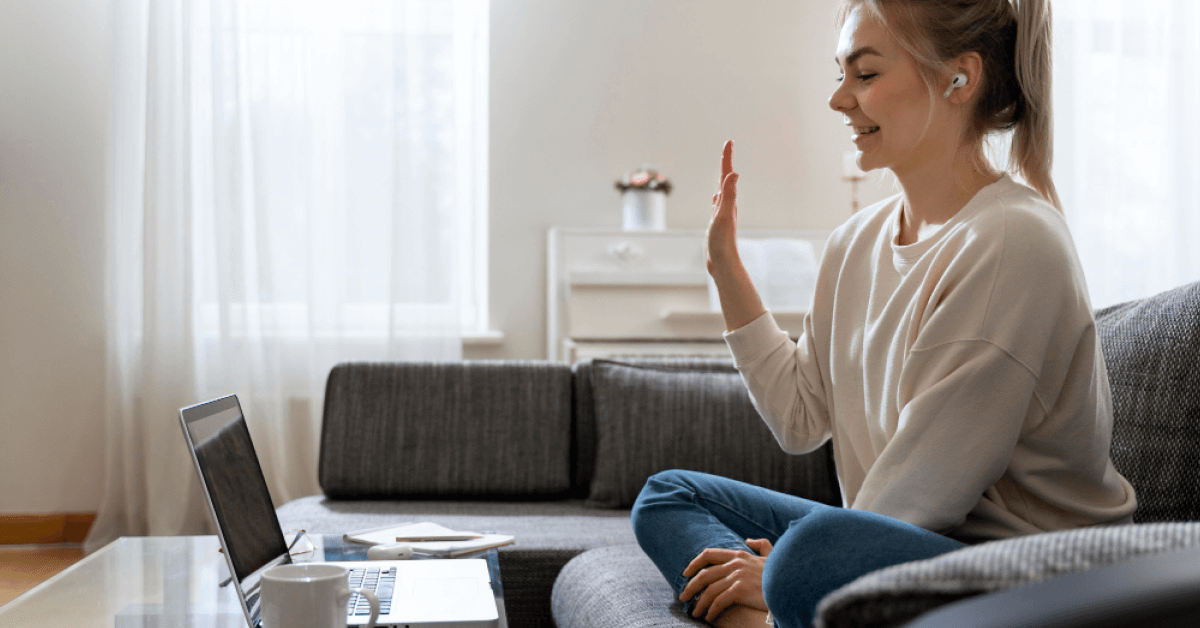 Employee having a video meet from her home