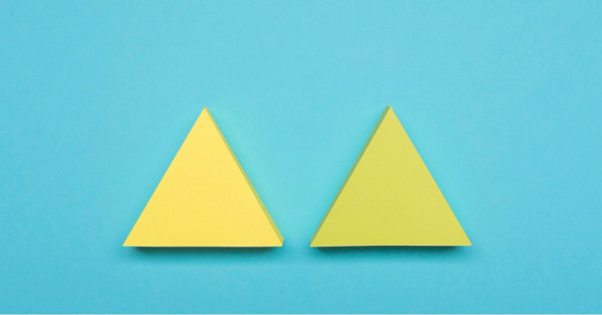 Two different coloured yellow triangles