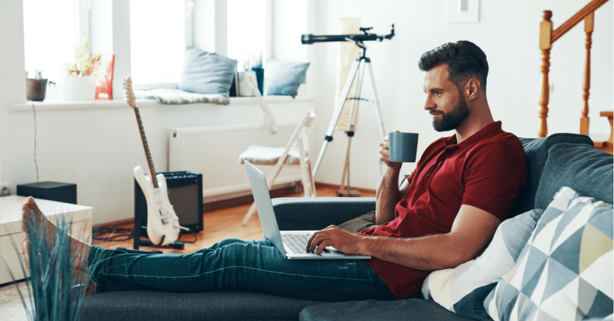 Employee using laptop to work remote