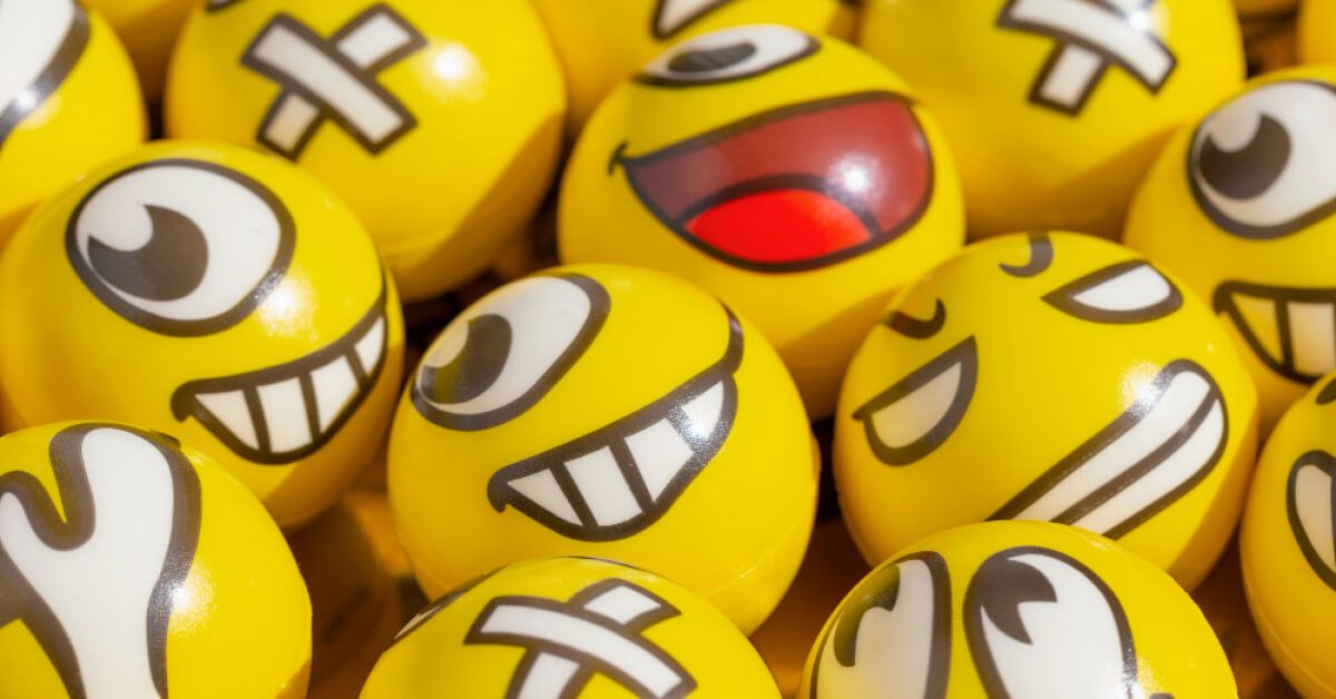 Yellow balls with various emotions