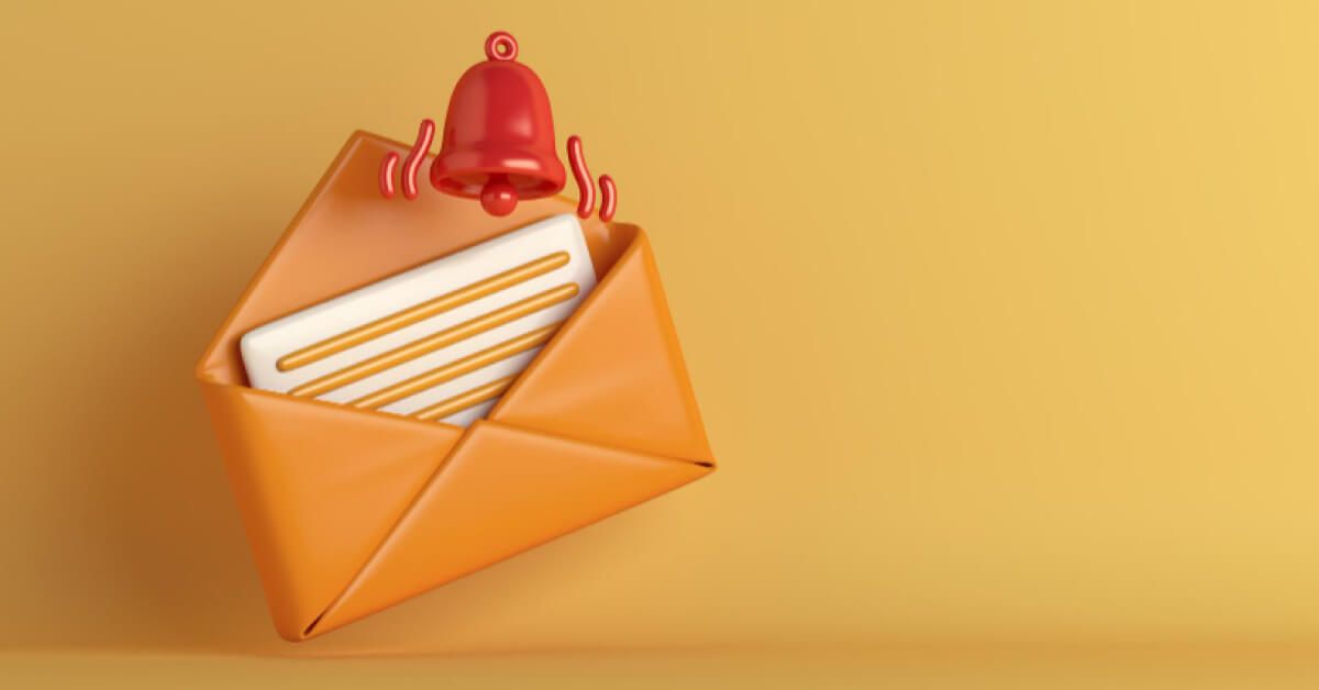 Vector icons of an open letter and a red bell