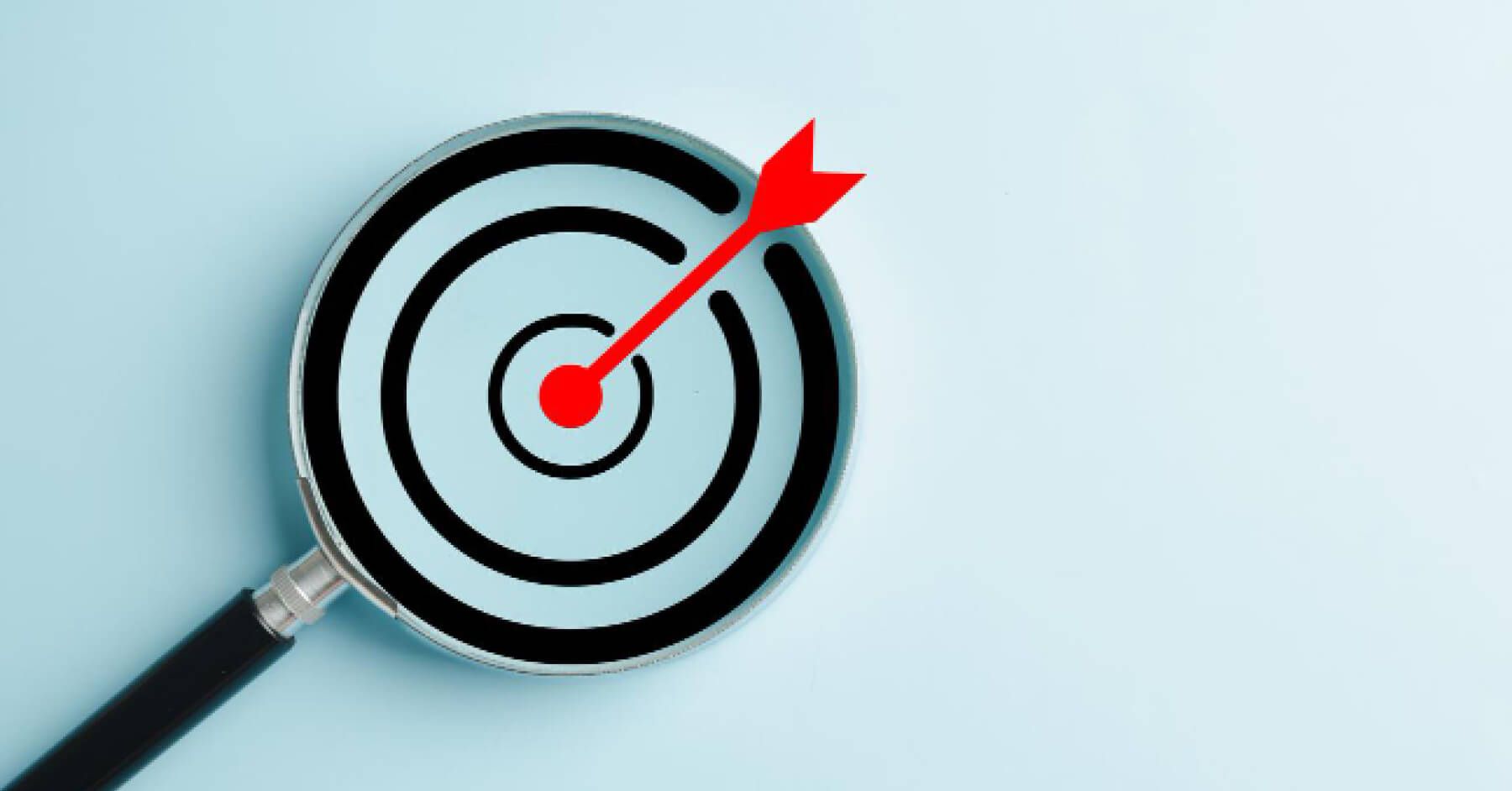 Magnifier glass over a vector target graphic