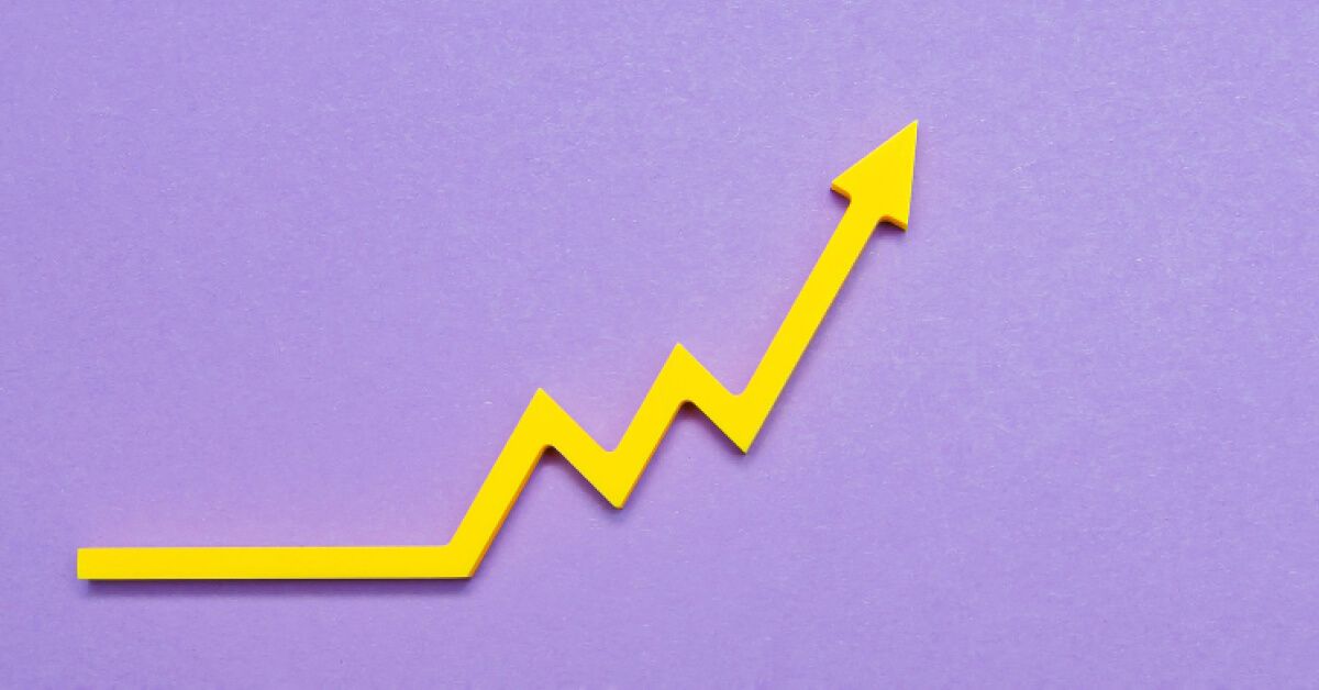 Yellow upward moving line graph