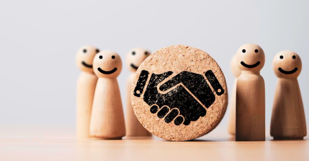 Wooden blocks of handshake