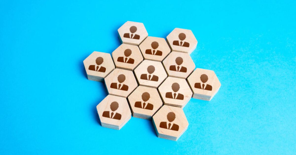 Wooden honeycomb structure blocks of employees 