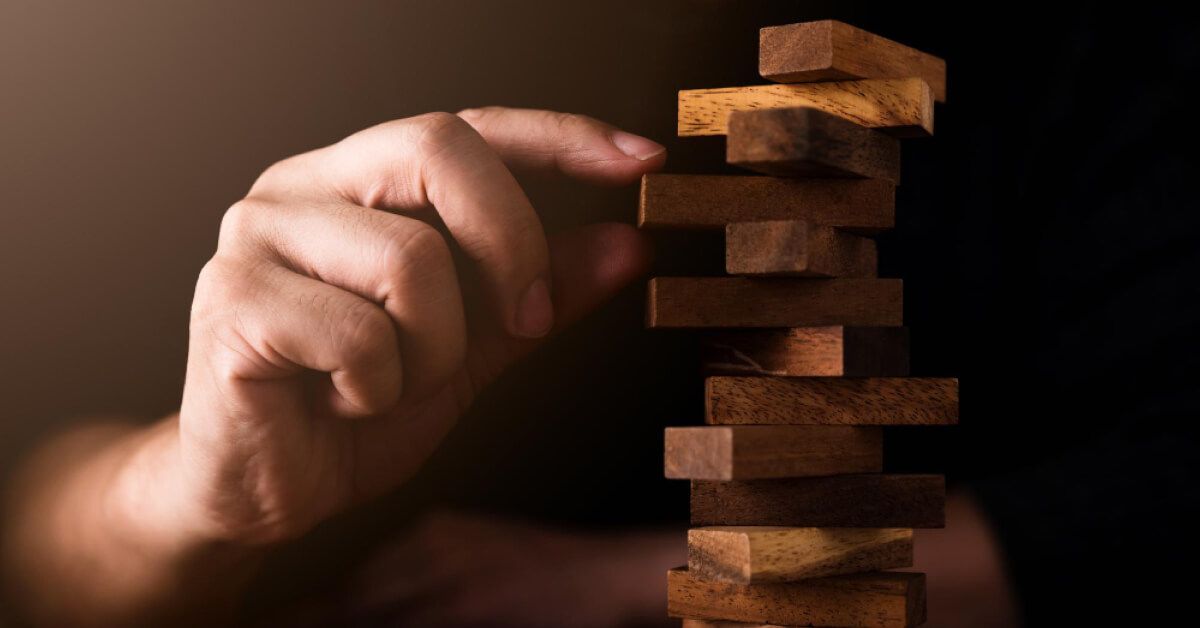 Man playing jenga