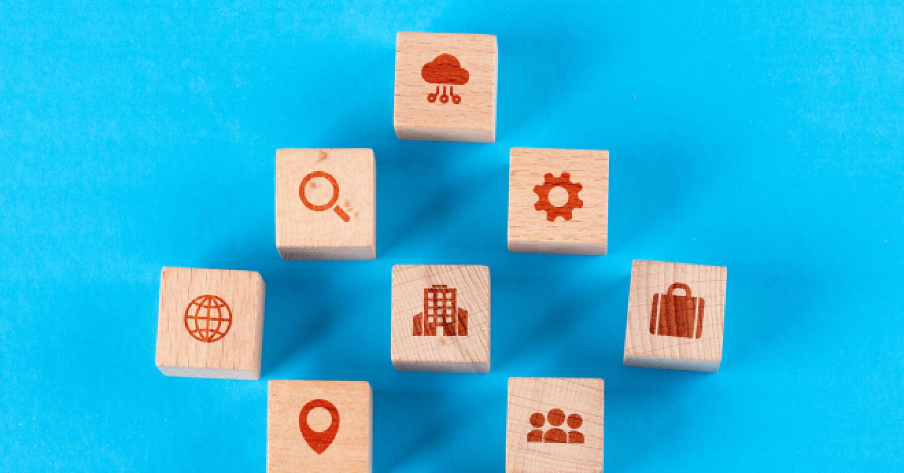 Wooden blocks with engraved icons