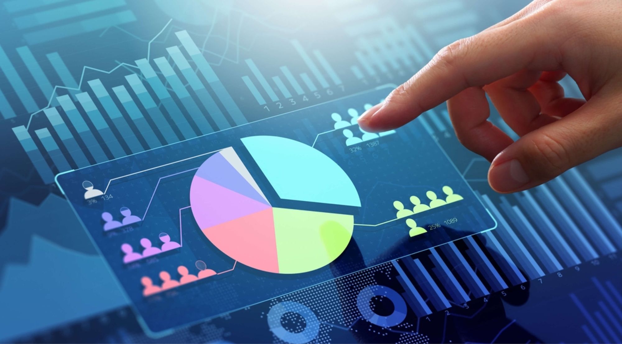 Person interacting with infographics