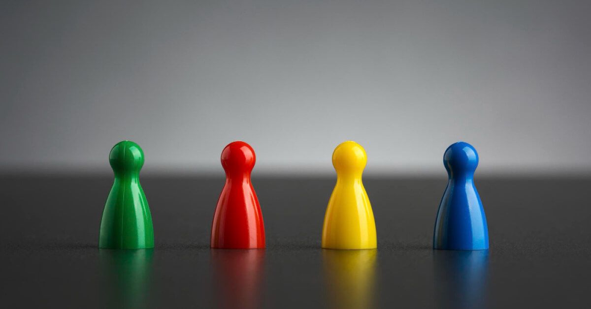 Multicolored pawns