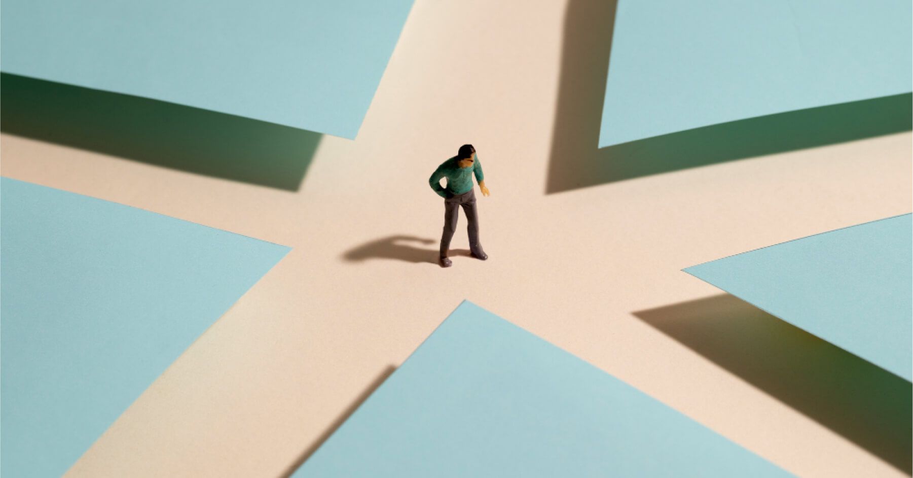Miniature figurine at crossroads
