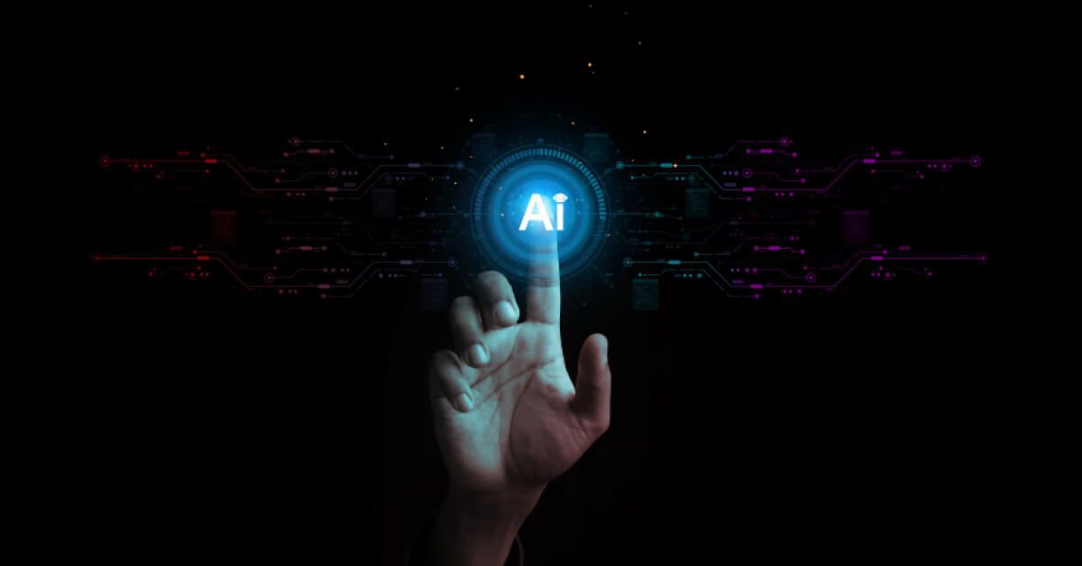 Hand touching AI button