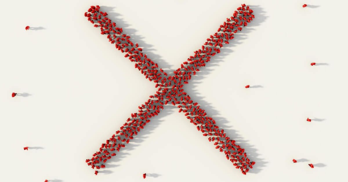 People forming an X formation