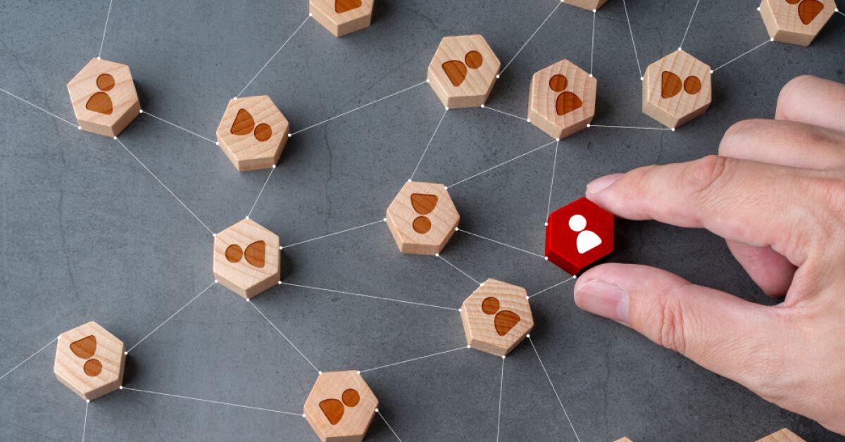Wooden block images of connection and networking