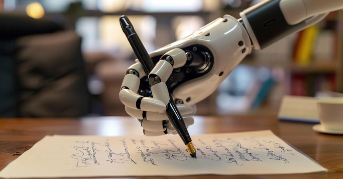 Robot writing in paper
