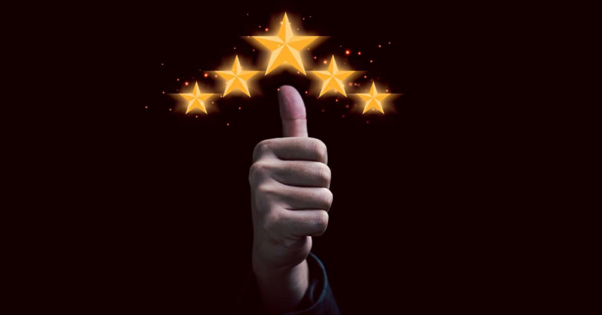 Thumbs up with five stars