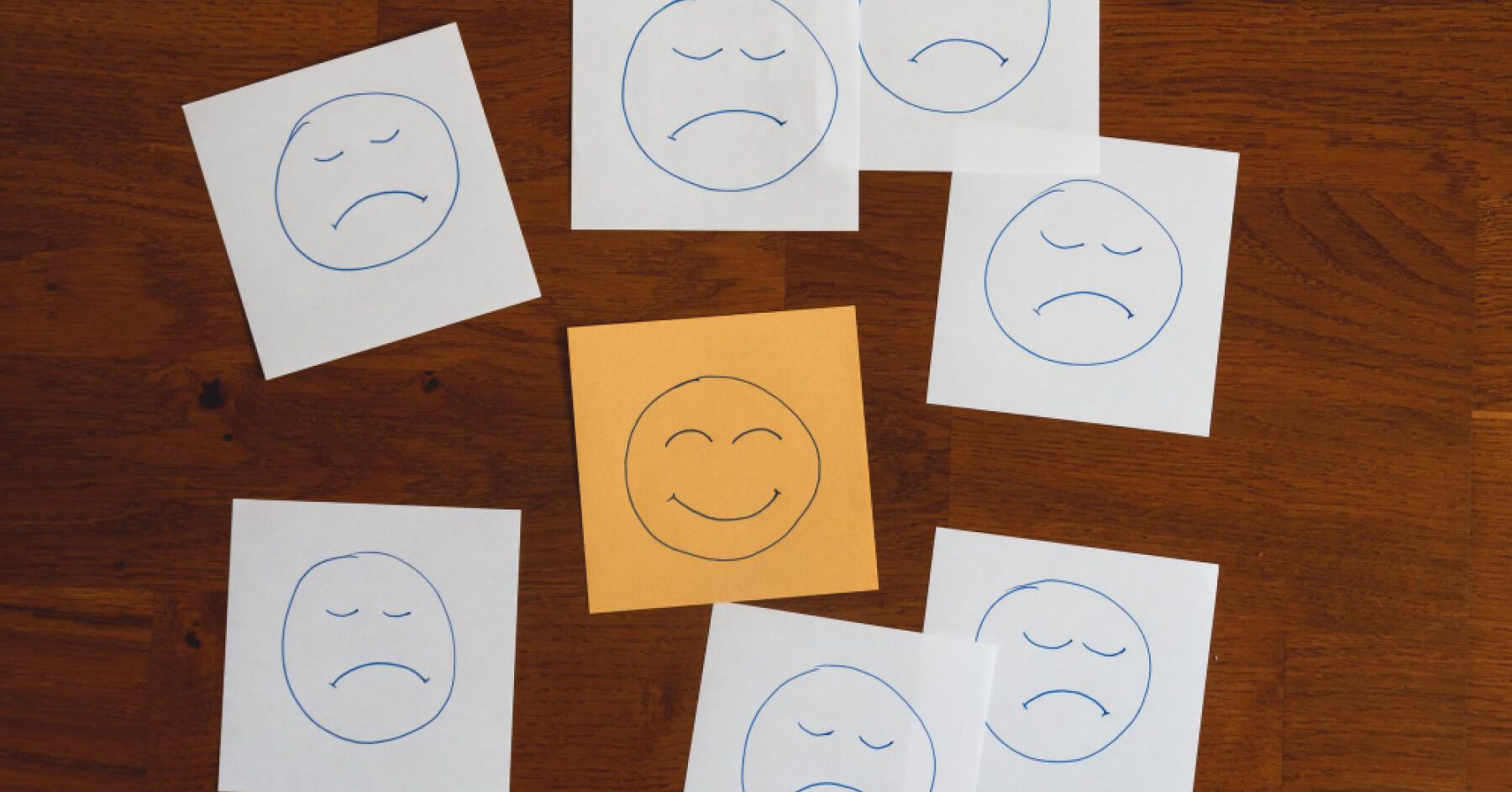 Sticky notes with reaction faces