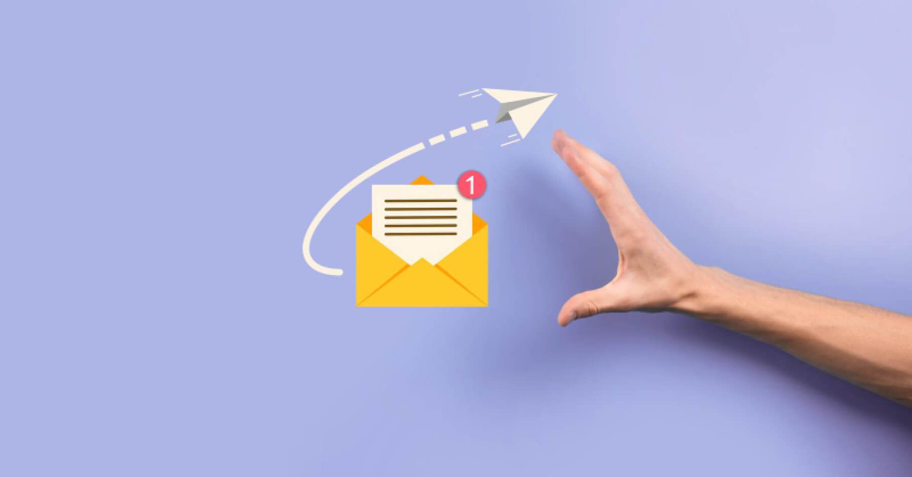 Person grabbing to reach a vector visual of an email