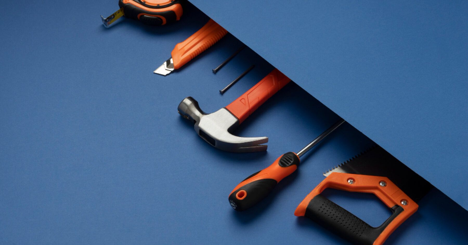 Line up of handyman tools