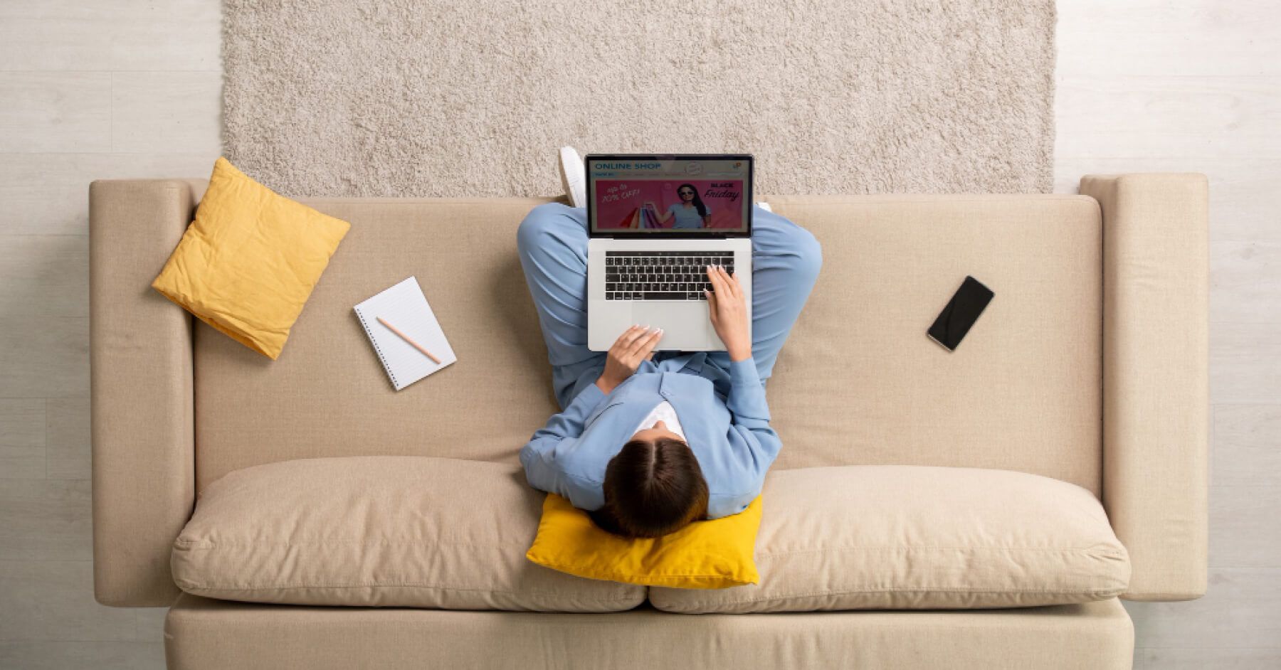 Remote employee on a couch