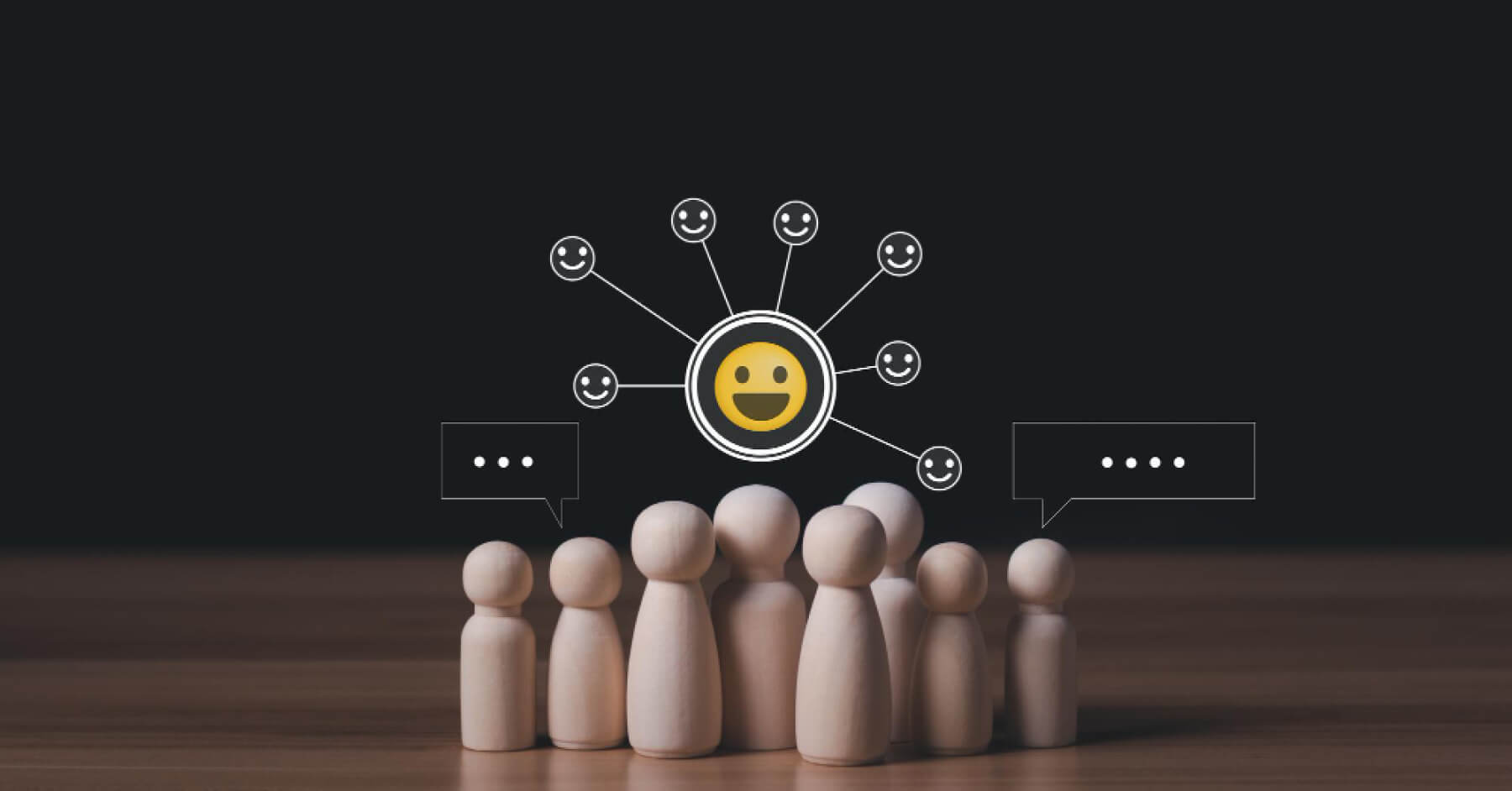 Wooden pawns with a happy face