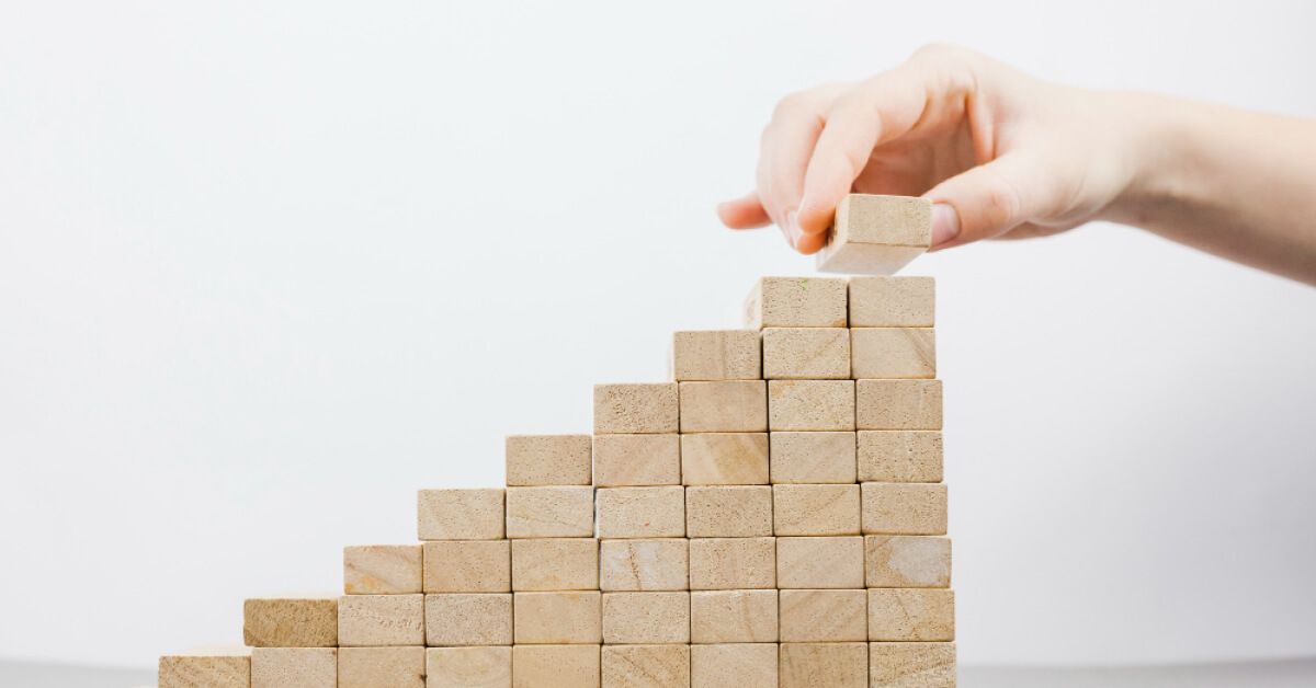 building stairs with wooden blocks