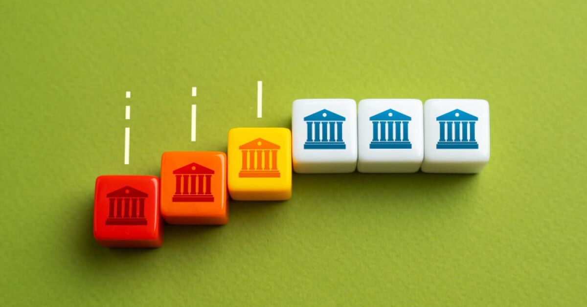 Blocks of banks placed next to each other