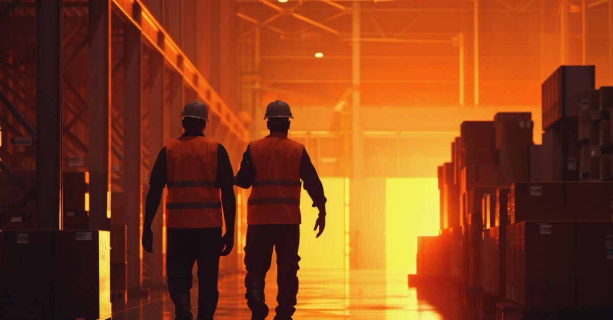 Logistics workers walking together