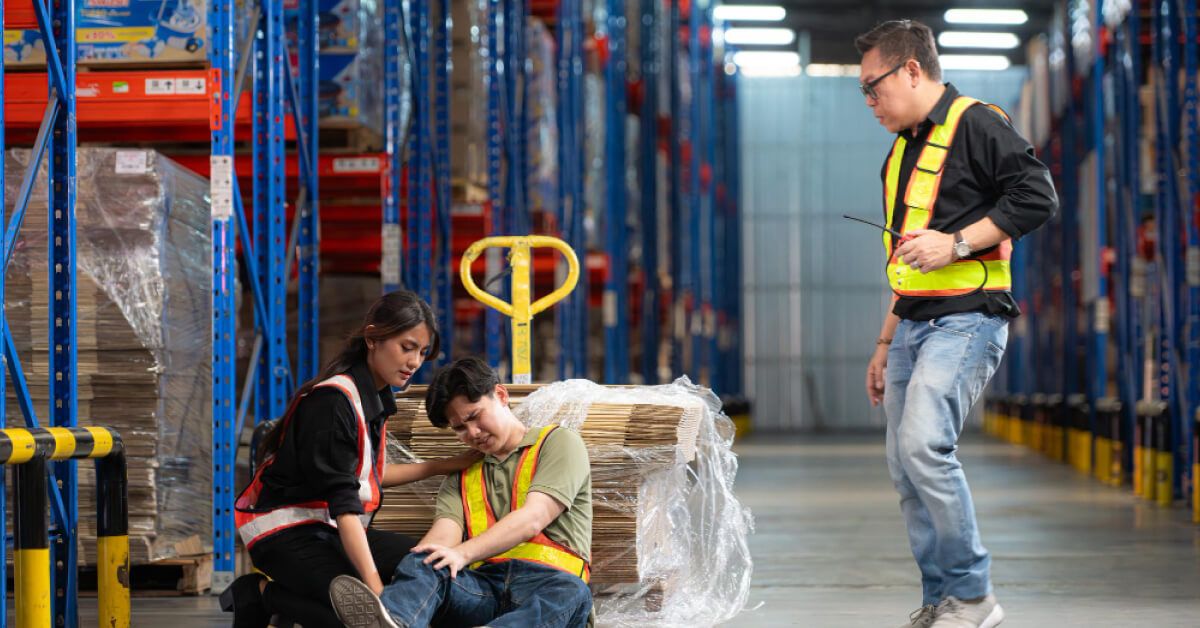 Logistics worker getting hurt