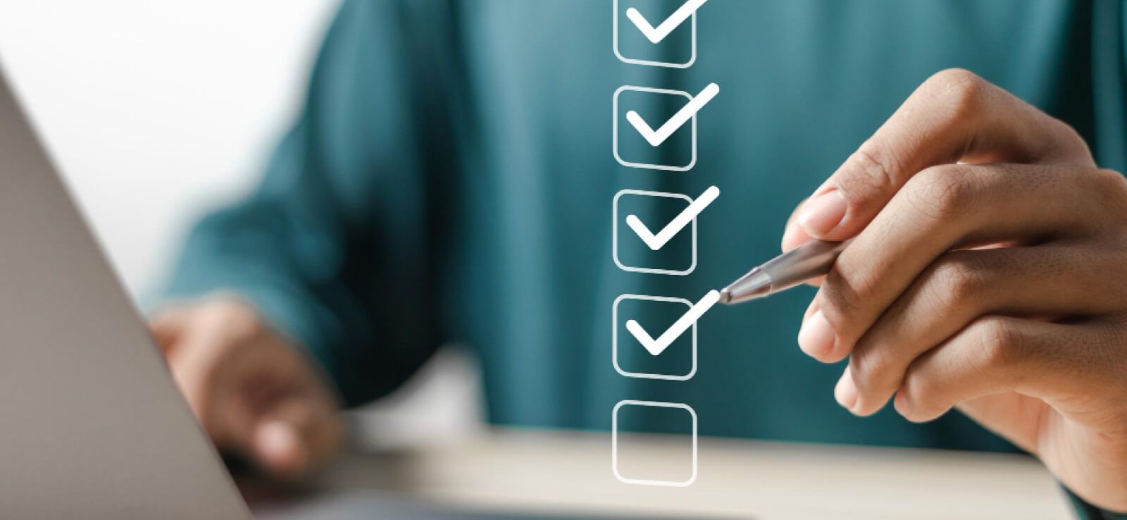 Person ticking survey options