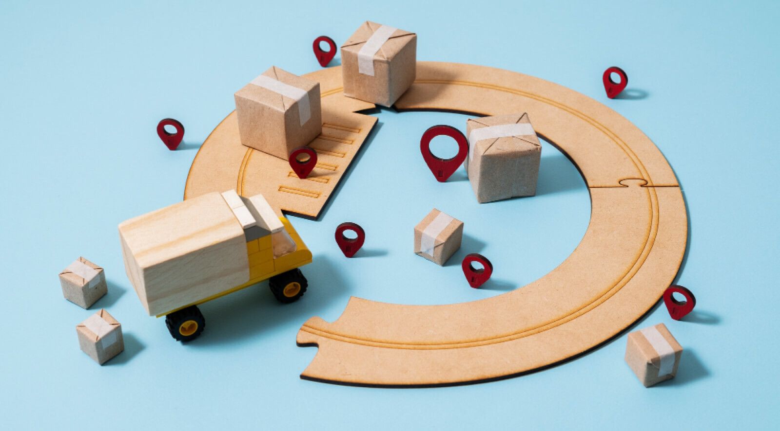 Mock up of logistic trucks and containers