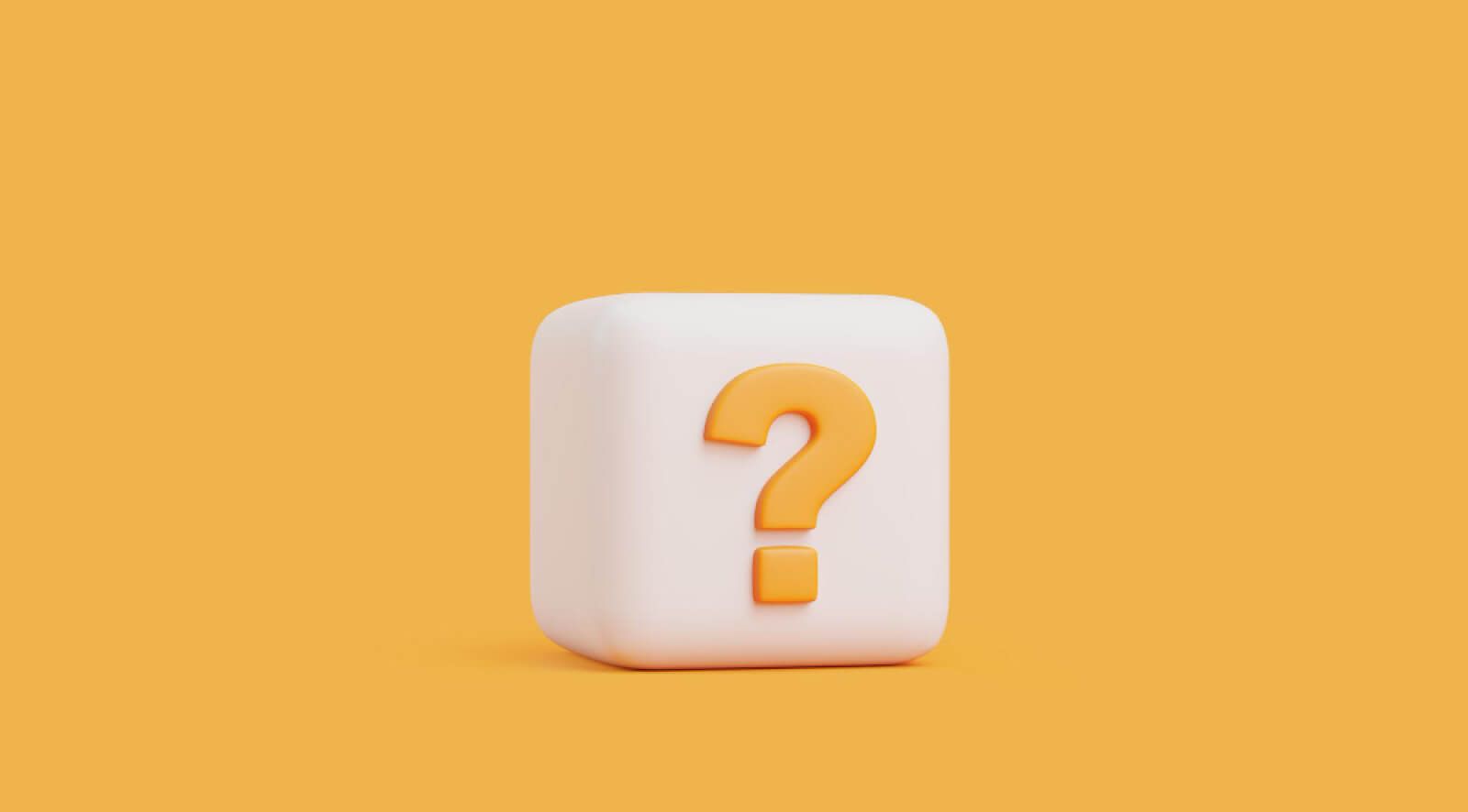 a cube with a question mark symbol on it